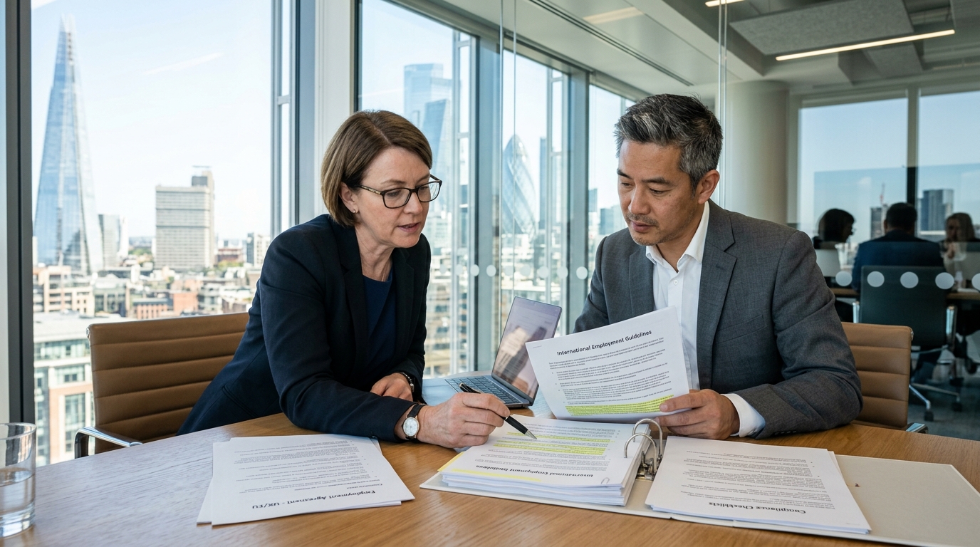 Talent compliance leaders reviewing cross-border employment contracts