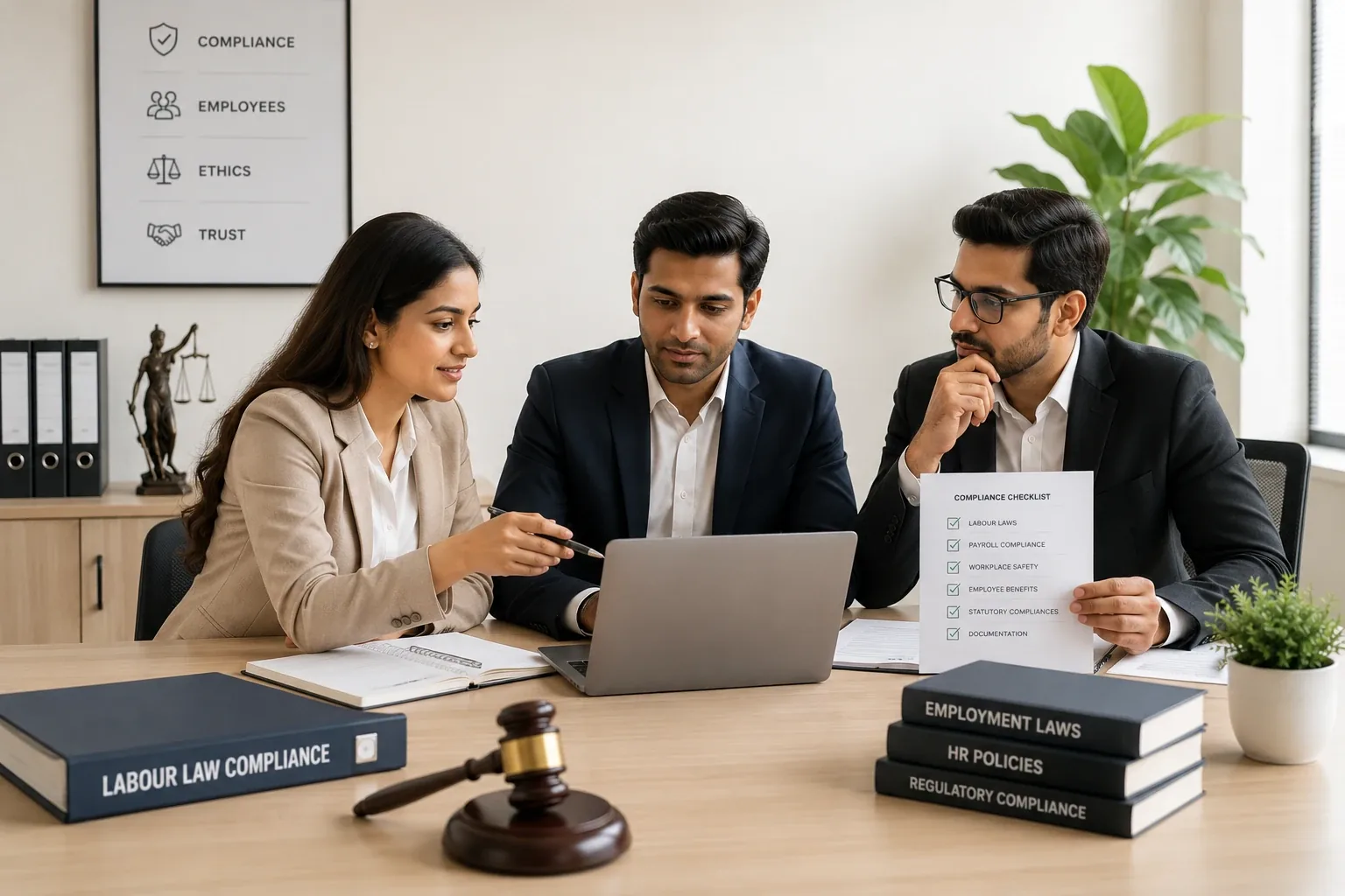 HR compliance team reviewing statutory filings