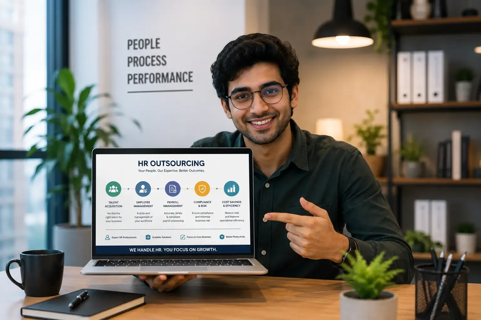 HR specialists managing outsourced operations