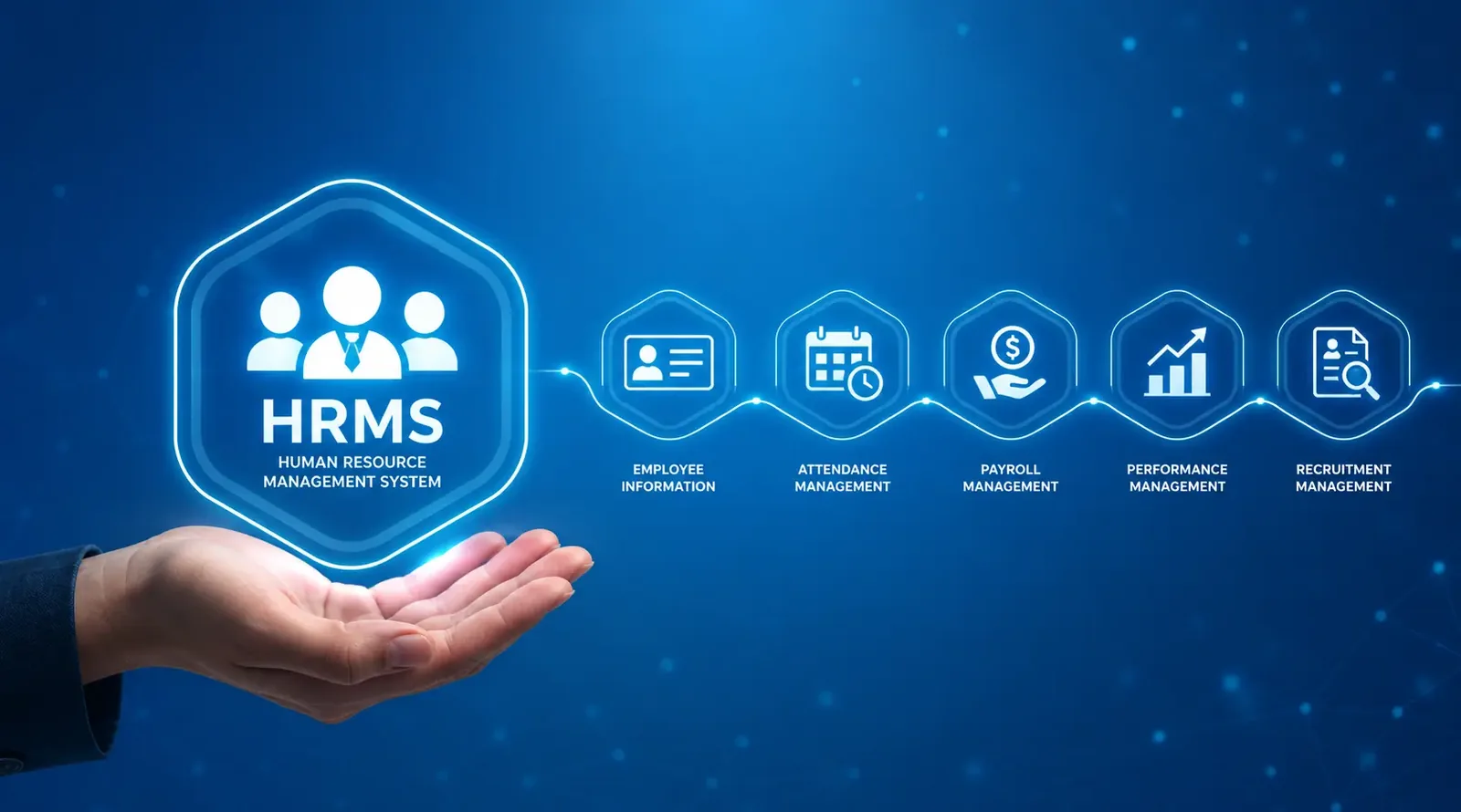 HR manager reviewing workforce data on the HRMS platform